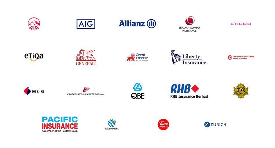 Malaysian general insurers: AIA, AIG, Allianz, Chubb, Etiqa, Generali, Great Eastern, Liberty, MSIG, QBE, Tokio Marine, Zurich and more