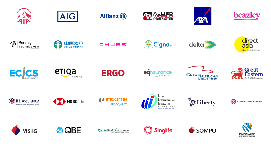 InsureDoc insurer partners: AIA, AXA, Chubb, Great Eastern, MSIG, Singlife, Tokio Marine and more